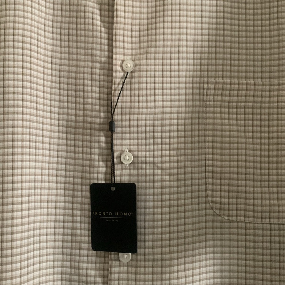 Pronto Uomo Men's White and Gray Checkered Shirt - Picture 3 of 3